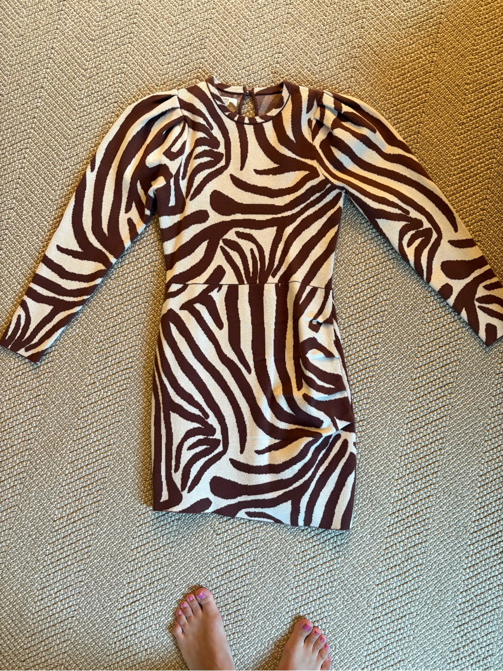 Saylor Brown & Cream Striped Knit Dress